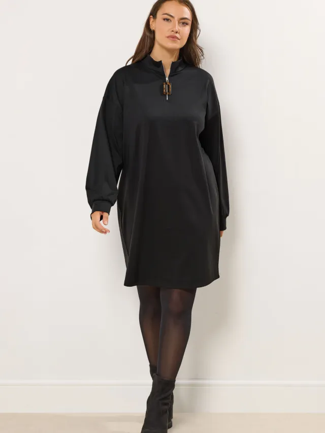 Yours Zwarte Gebreide Minijurk Met Ritssluiting-52 Black