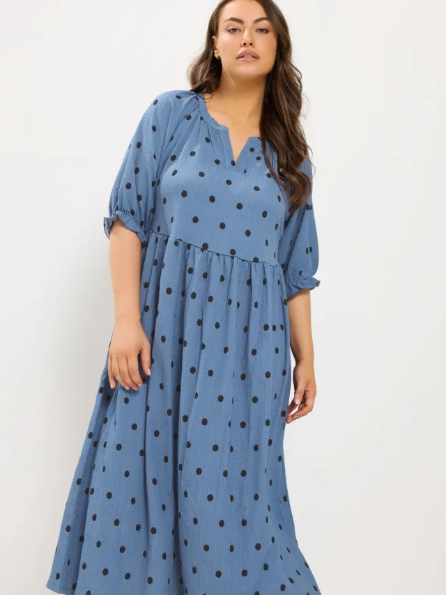 Yours Bruine Maxijurk Met Vlekken Blue
