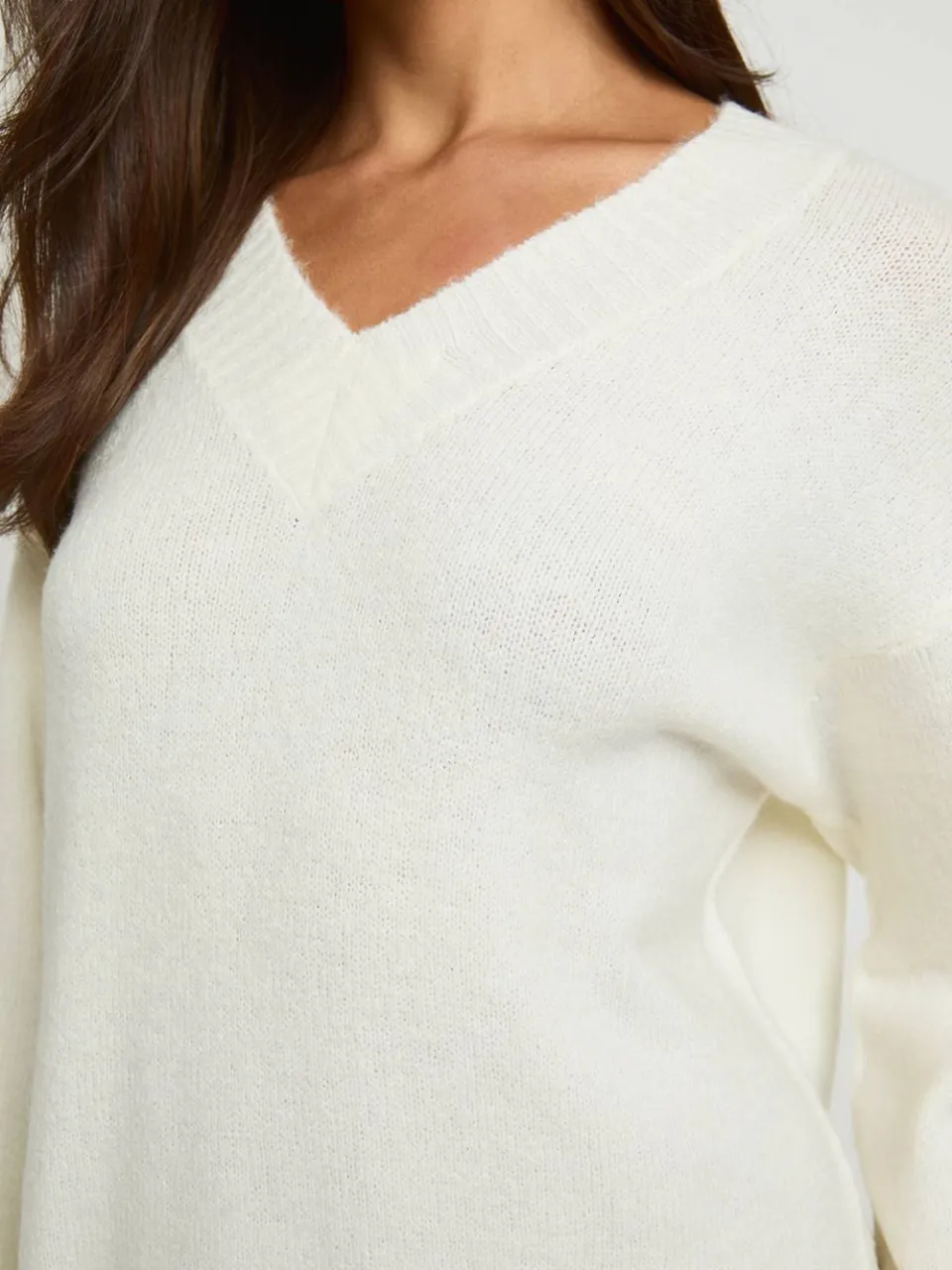 boohoo Dames Superzachte Gebreide Mini-jurk Met V-hals crème, foto 4