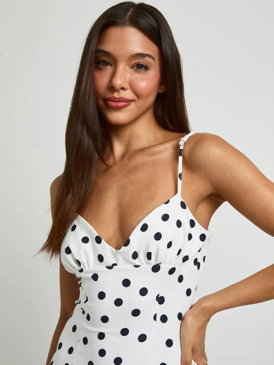boohoo Dames Polkadot Mini-jurk Met Volle Rok ivoor, foto 4