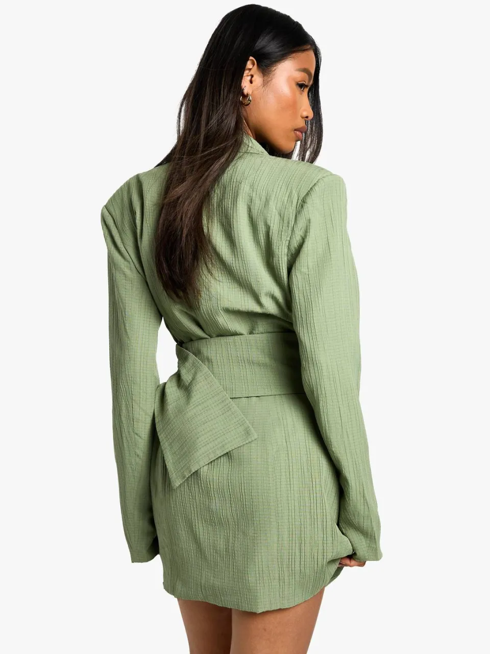boohoo Dames Textured Tailored Belt Detail Blazer jurk verstandig, foto 3