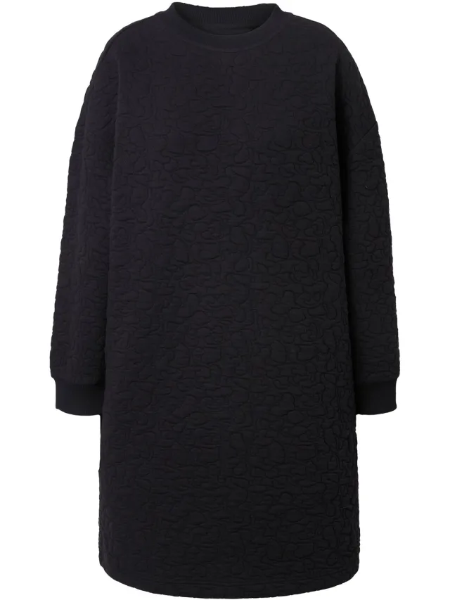 Studio Untold Dames - Sweat mini-jurk oversized LEO-stiksel - Zwart - Maat 46+