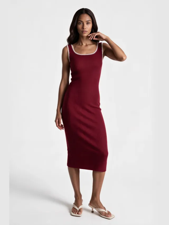 MSN Collection Dames Midi Jurk Rood