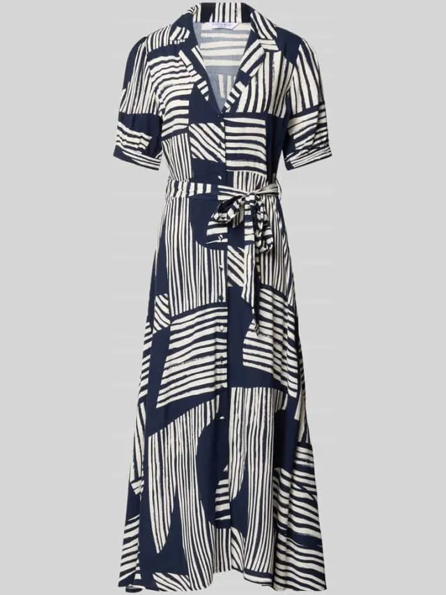 ZABAIONE midi-jurk van pure viscose model 'Azura' marineblauw, foto 2
