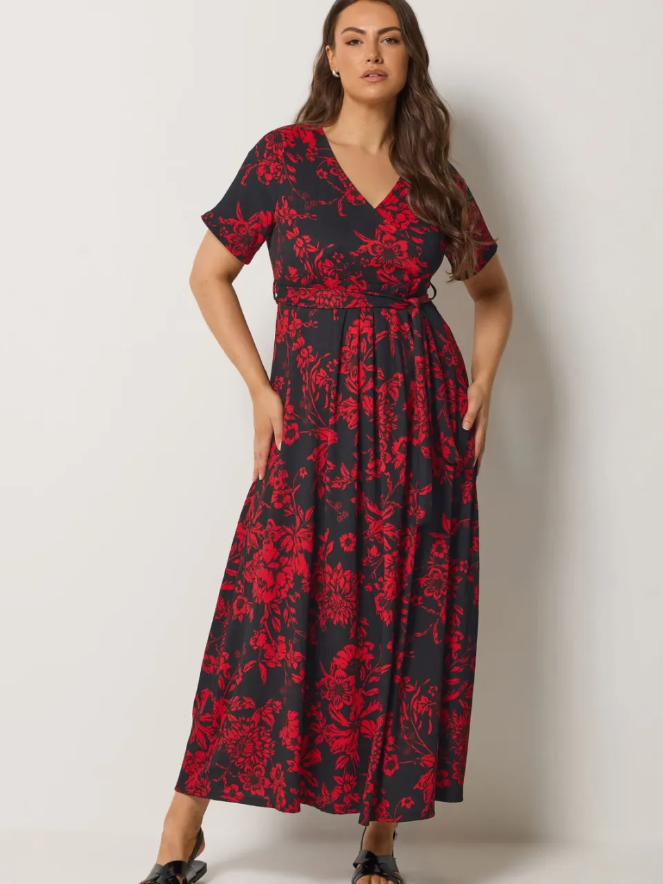 Yours Rode Wikkeljurk Met Bloemenprint rood, foto 2