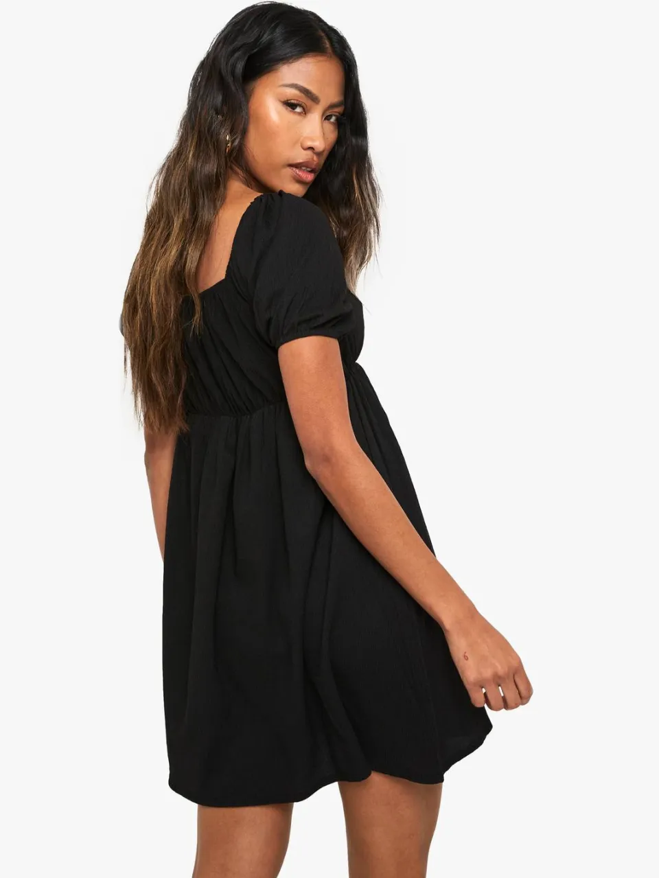 boohoo Dames Pofmouwen Smock Mini Jurk zwart, foto 2