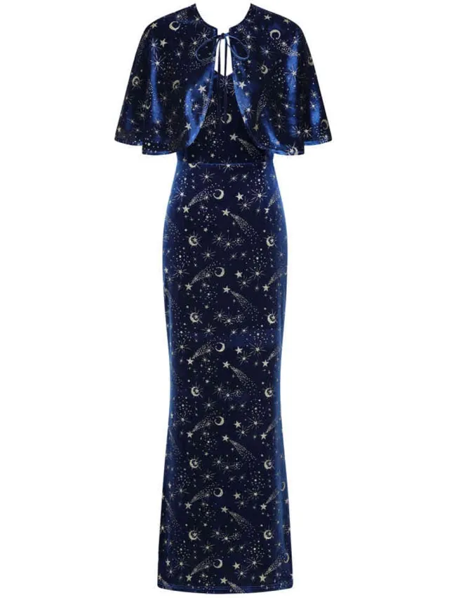 Banned Gloria Celestial Maxi lange jurk - XL - Blauw