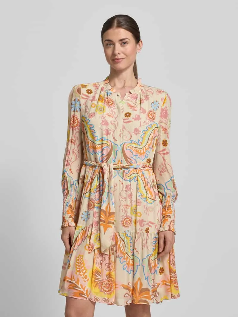 HERZENS Regular fit jurk met all-over bloemenprint Zand
