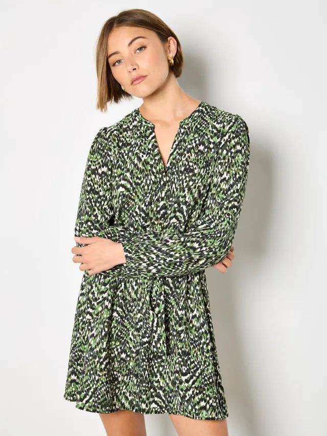 Apricot Mini-jurk met trekkoord en dierenprint Groen