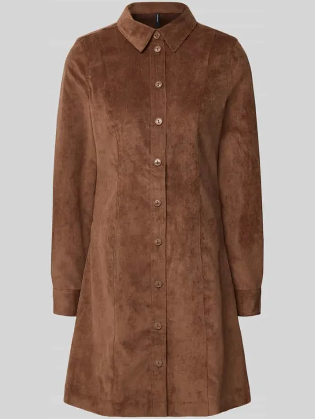 Vero Moda A-lijn vrijetijdsjurk in corduroy look model 'SANNE' middenbruin, foto 2