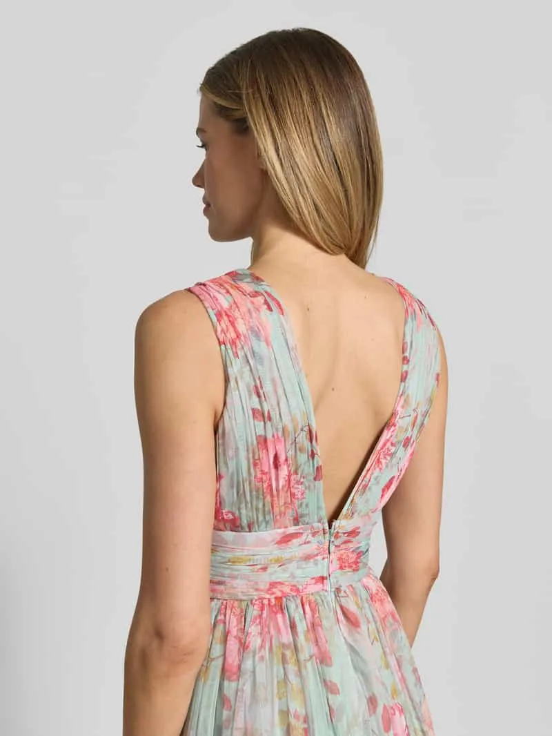 Lace & Beads Avondjurk met volantzoom en V-hals roze, foto 3