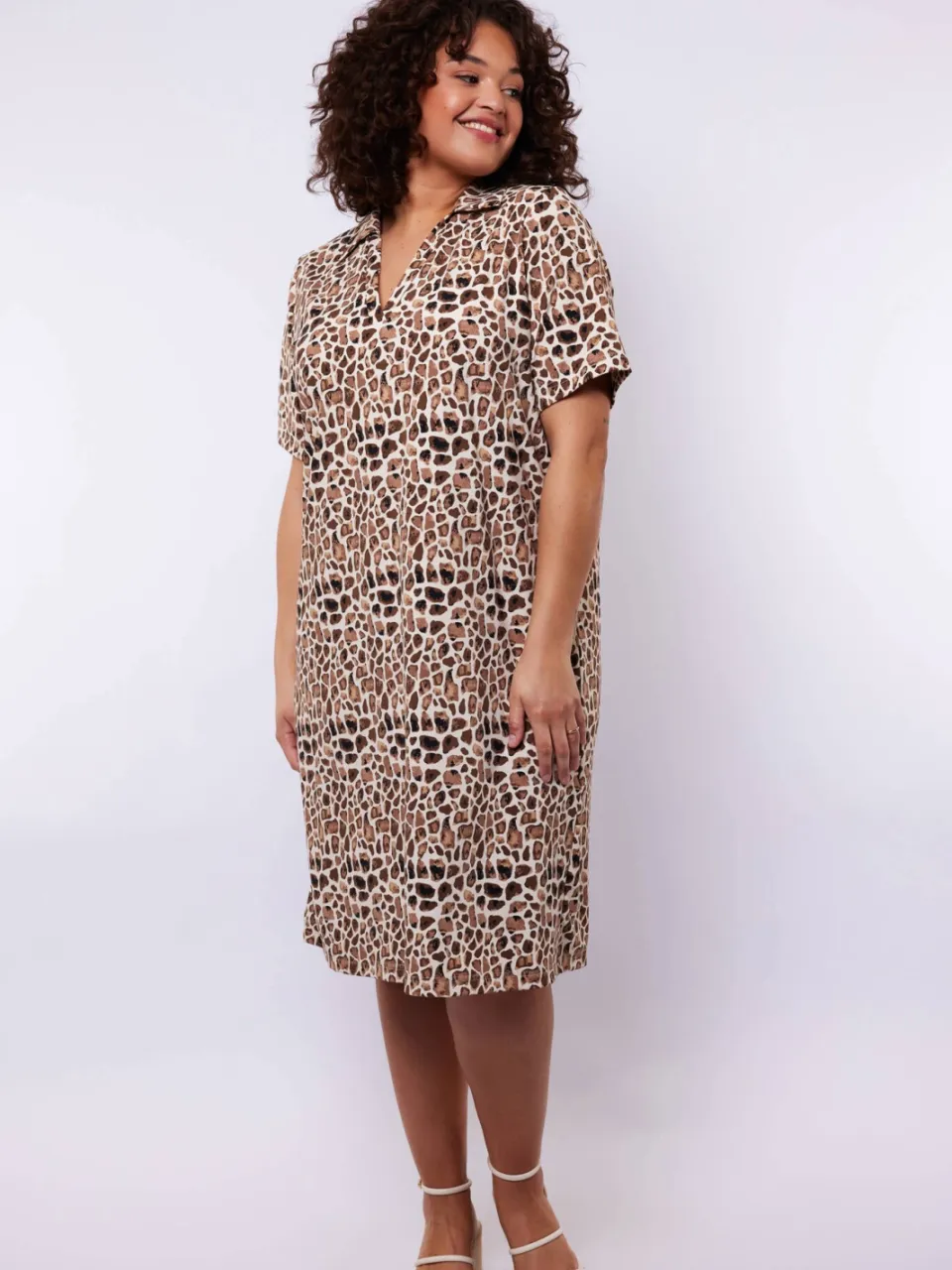 Exxcellent midi jurk met dierenprint bruin Zand/Bruin