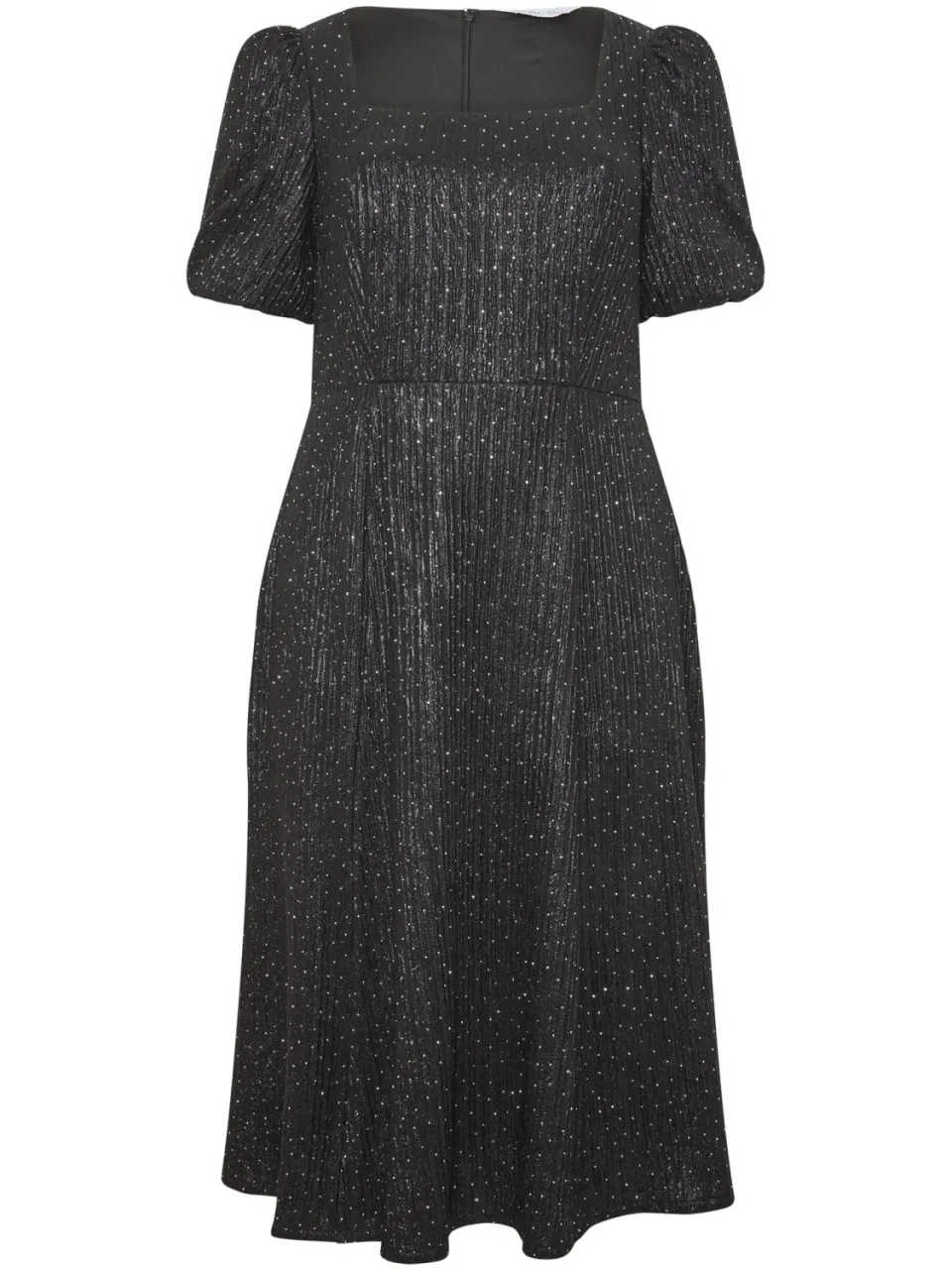 Yours London Zwarte Metallic Midijurk Met Studs, foto 4