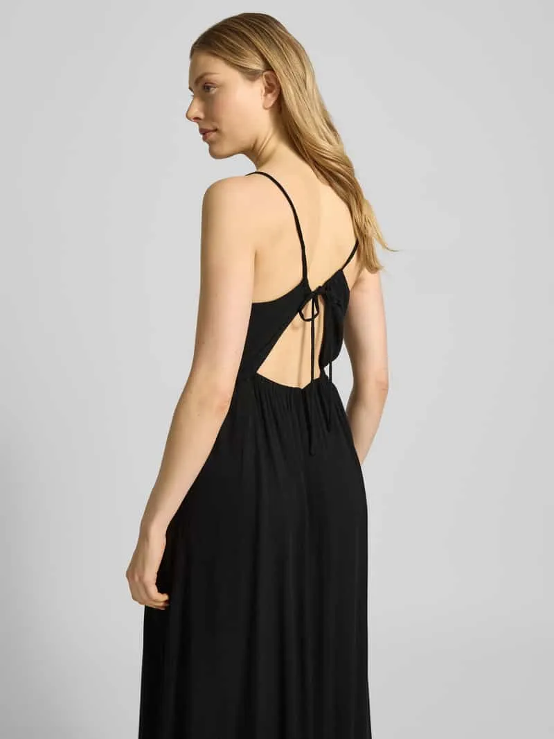 Ichi Midi-jurk van viscose met diepe ruguitsnijding zwart, foto 2