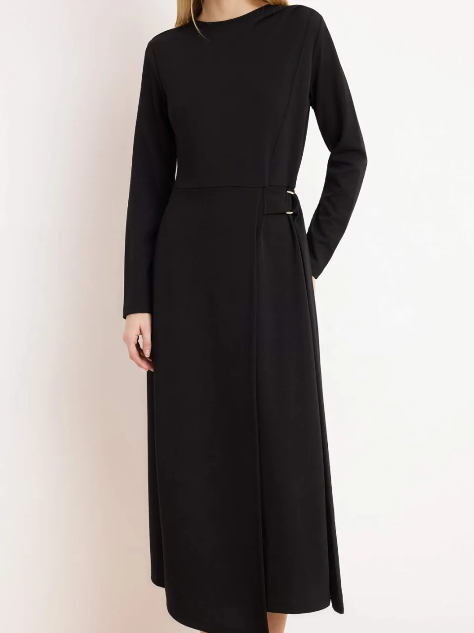 Trendyol Modest Dames Zwart Effen Maxi Lang Zakelijk A-lijn Modest Jurken, foto 2