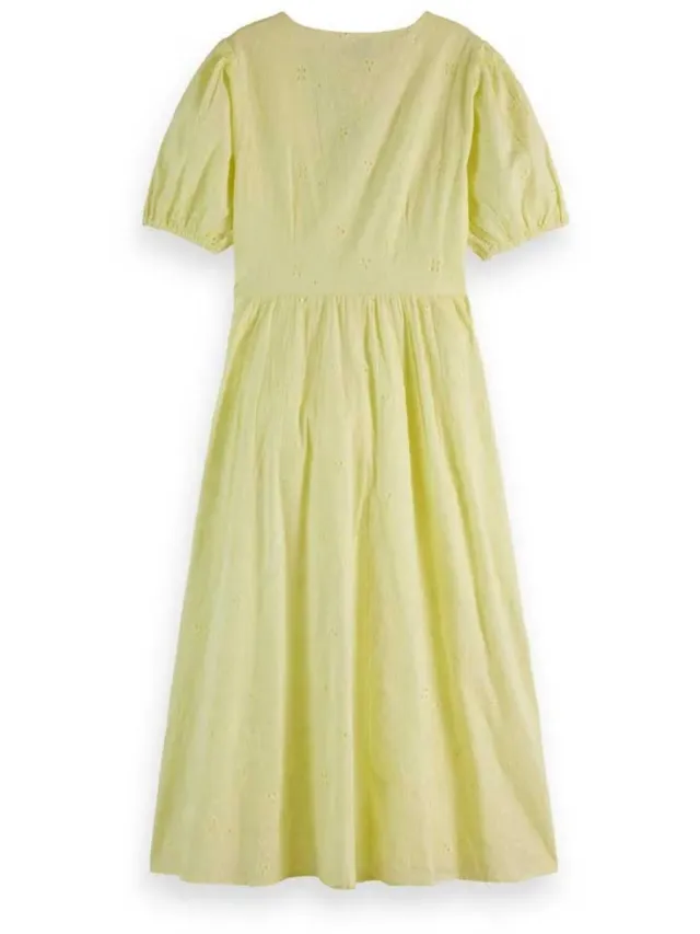 Scotch & Soda 177726 Midi-jurk Met Korte Mouwen Geel 34 Vrouw