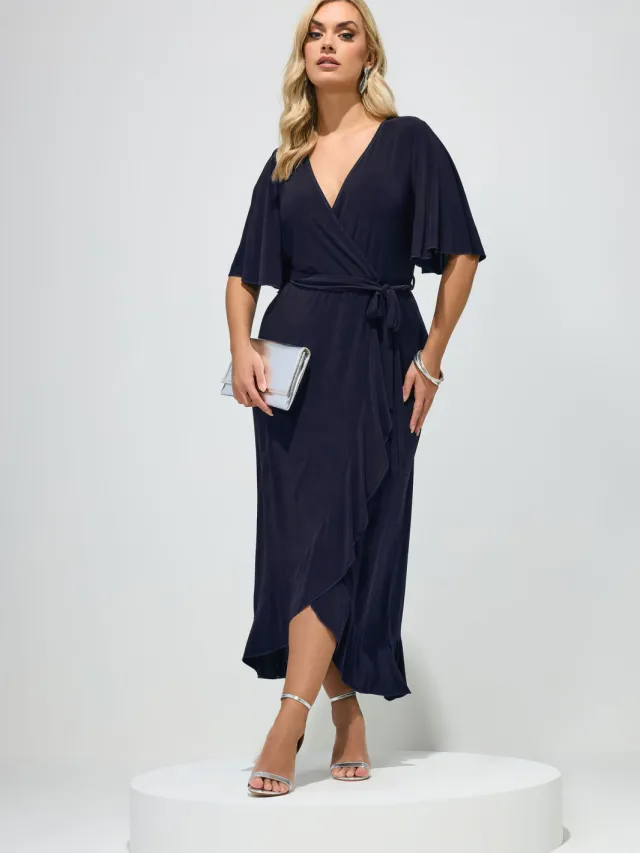 Yours London Marineblauwe Wikkelmaxijurk Blue
