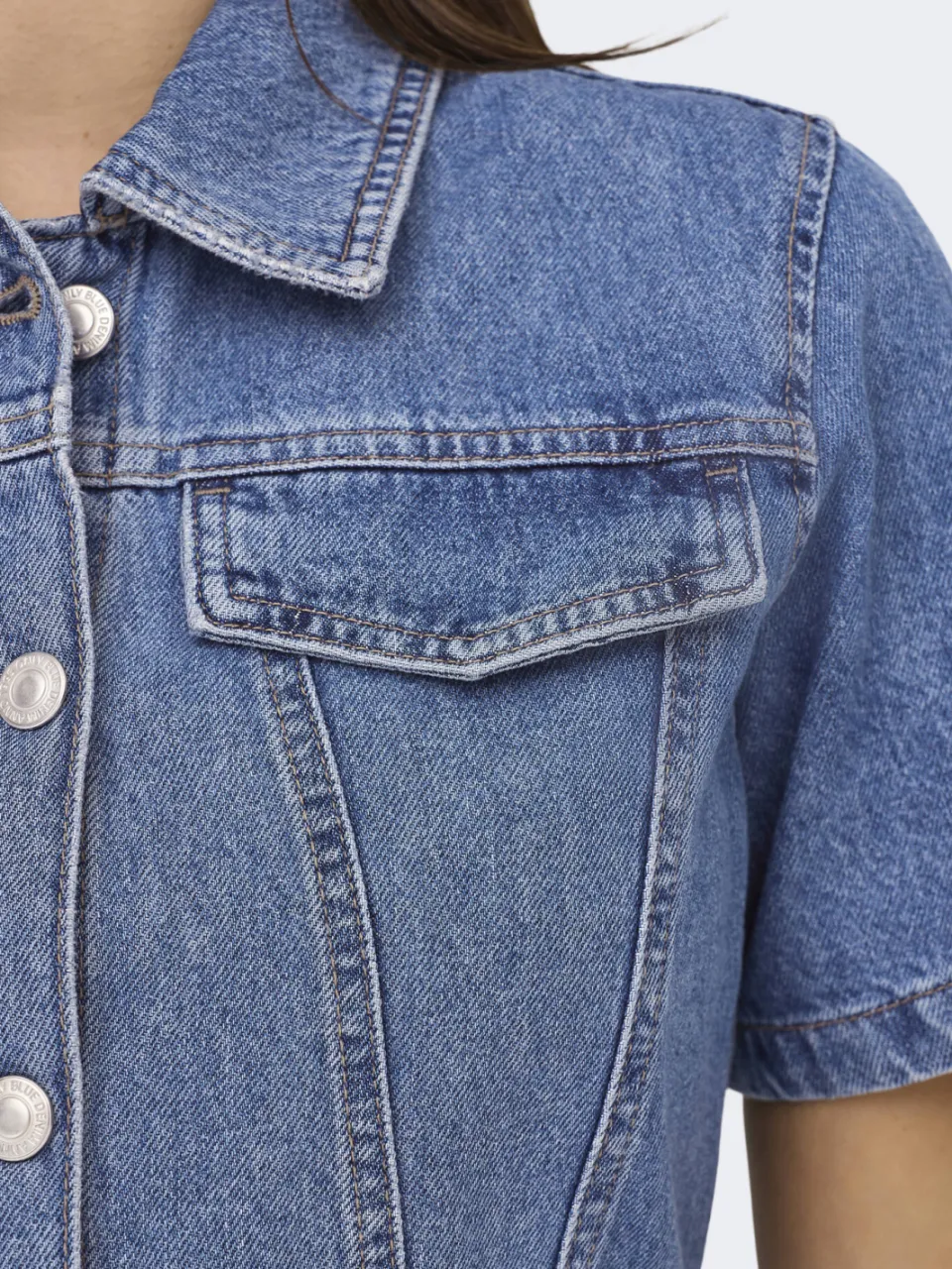 Only spijkerjurk gebreid medium blue denim, foto 5