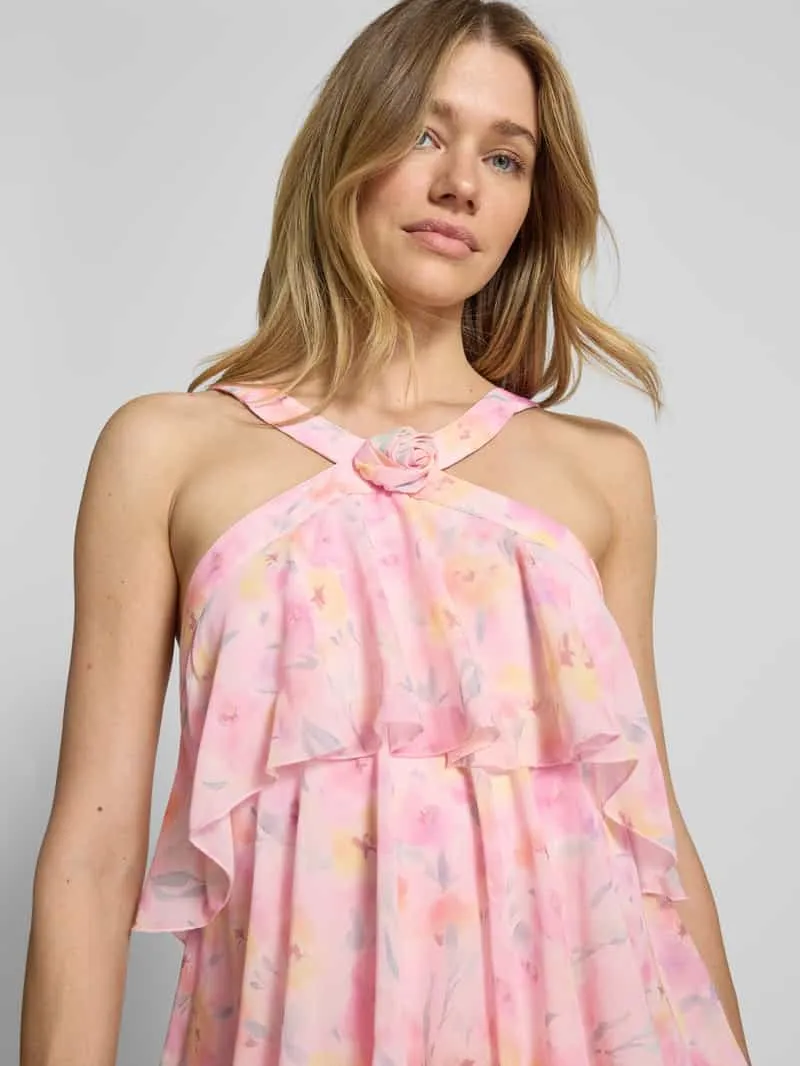 Vero Moda Volant avondjurk met V-hals model 'FELICIA' felroze, foto 5