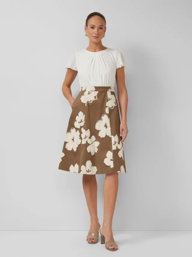 S.Oliver female - Elegante shift jurk met popeline rok cognac