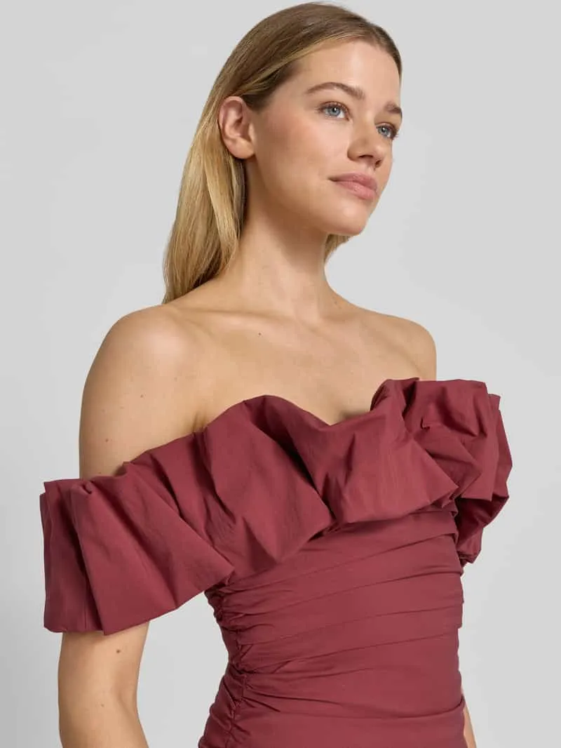 Jake*s Cocktail Maxi-jurk in off-shoulder-look met draperieën roestrood, foto 4