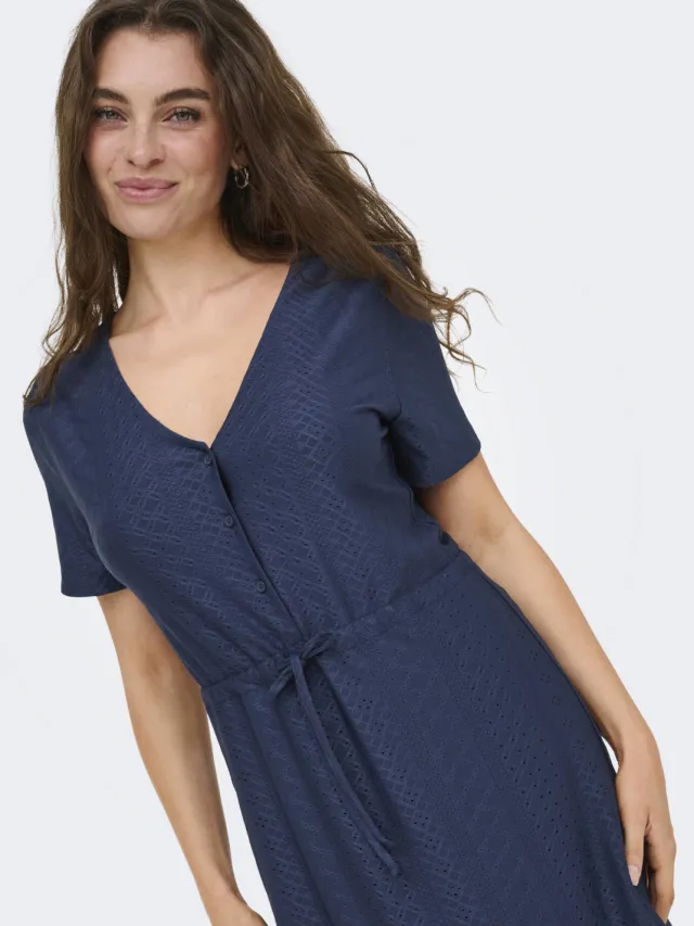 JDY korte jurk ajour donkerblauw, foto 5