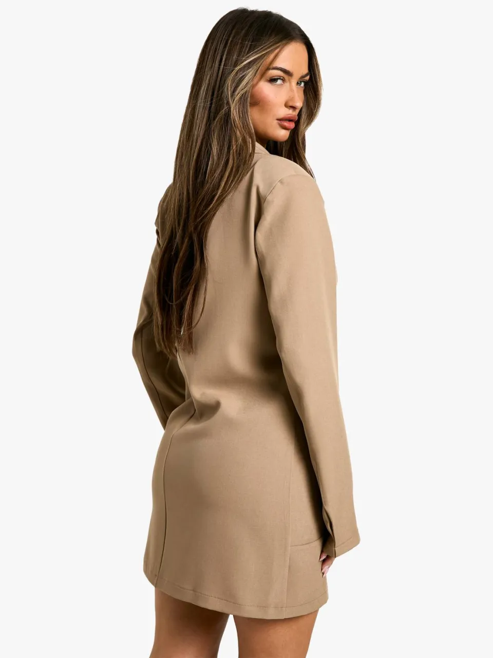 boohoo Dames Boxy Button Down Blazer Jurk taupe, foto 2
