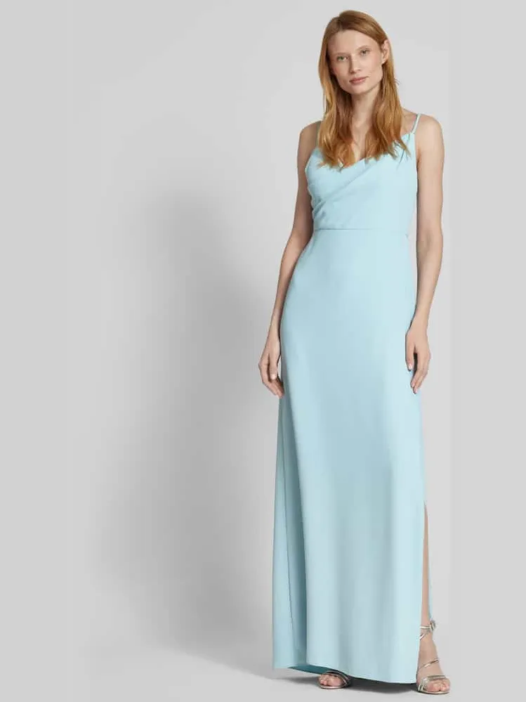 Vera Wang Avondjurk in wikkellook, model 'BORDEUX' Lichtblauw