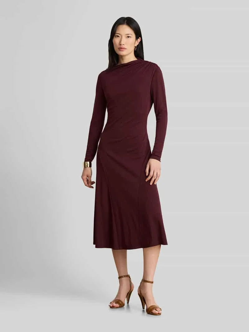 Lauren Ralph Lauren fit and flare vrijetijdsjurk met lange mouwen Bordeaux