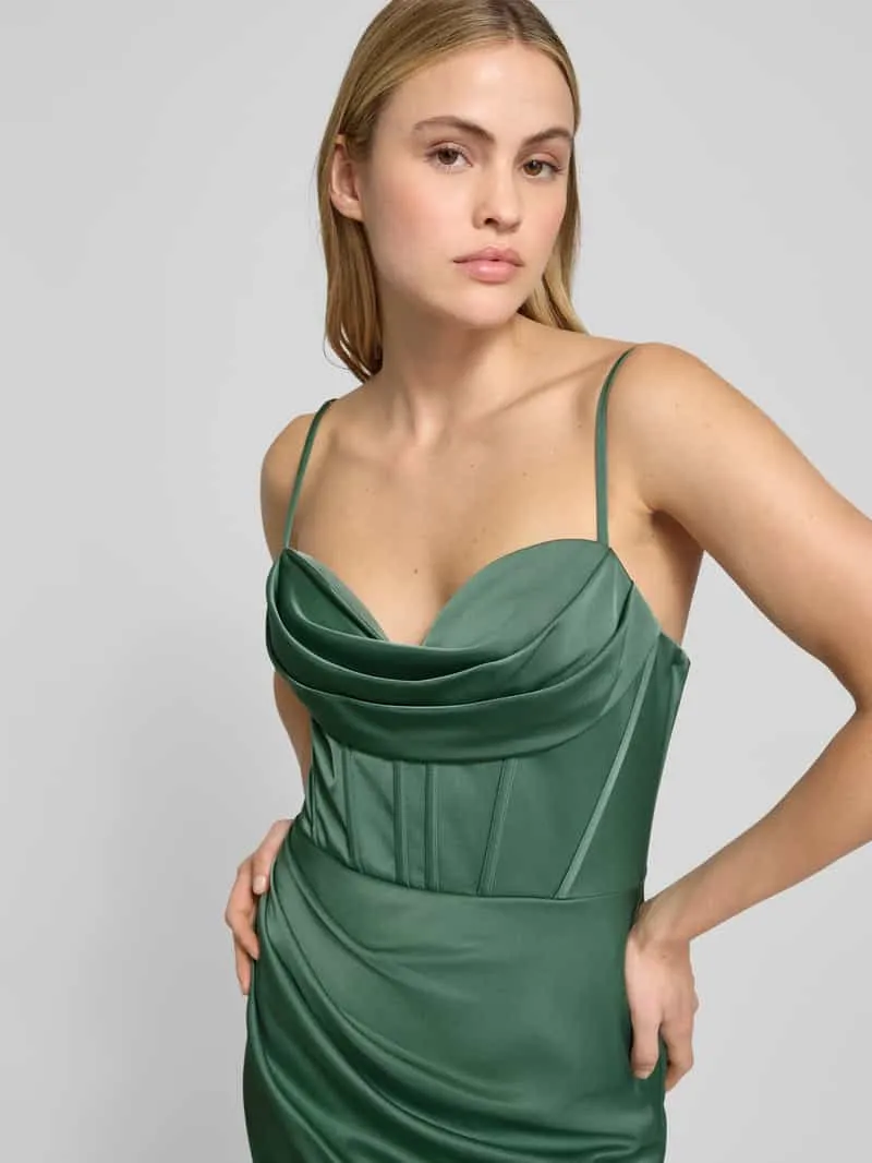 Hey Kyla Avondjurk van satijn met plooien lichtgroen, foto 3