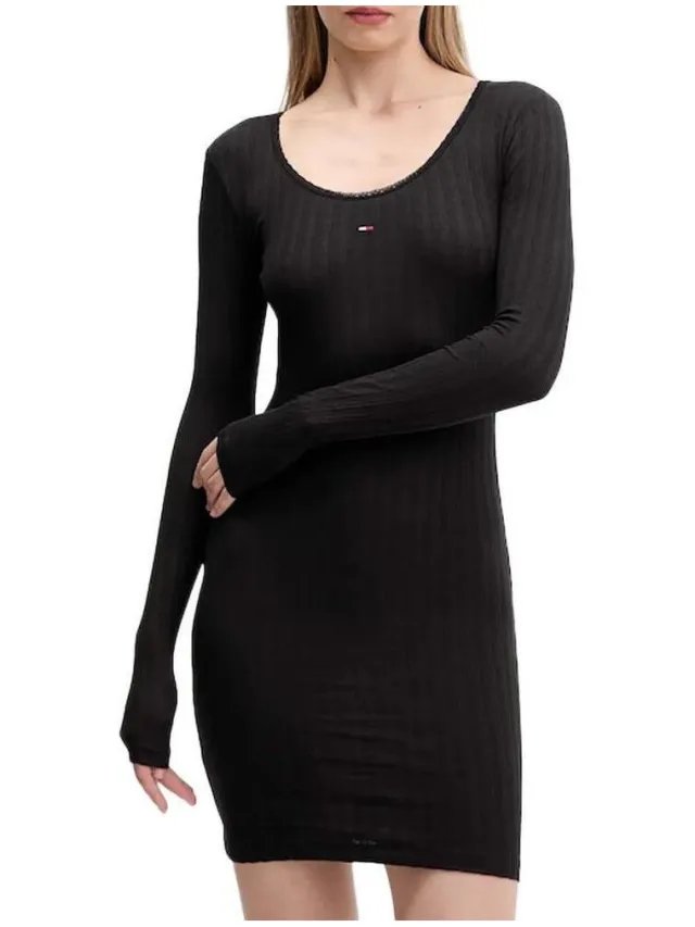 Tommy Hilfiger Korte Jurk Tommy Hilfiger Tjw Irregular Rib Zwart