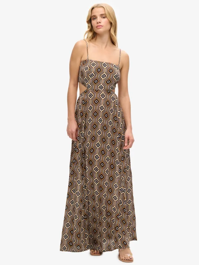 Superdry Maxi-jurk met transparante achterkant - Dames - Jurken harriot brown print