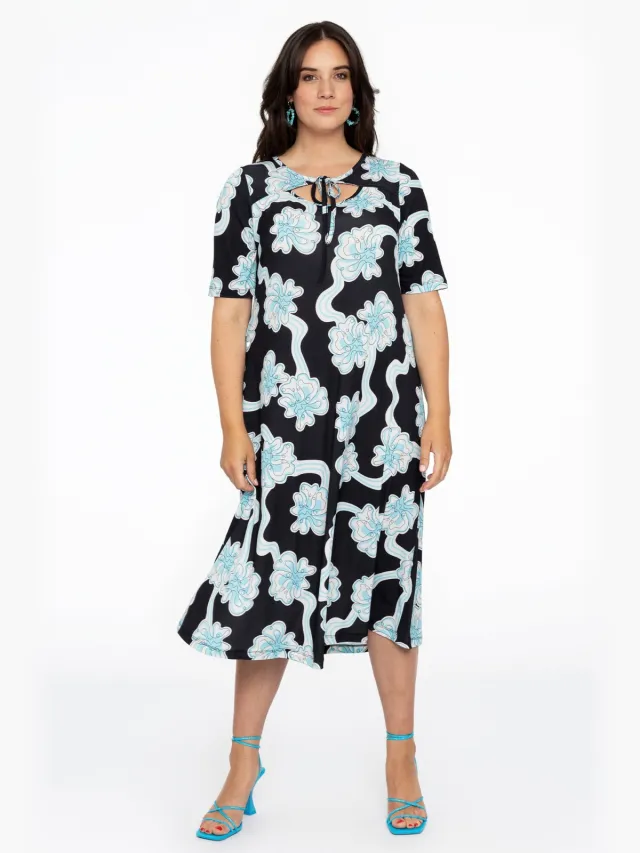 Yoek Jurk met cut-out CALYPSO | Zwart