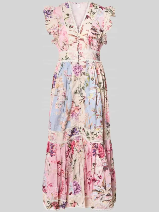 Yas maxi-jurk met knoopsluiting model 'MESSA' roze