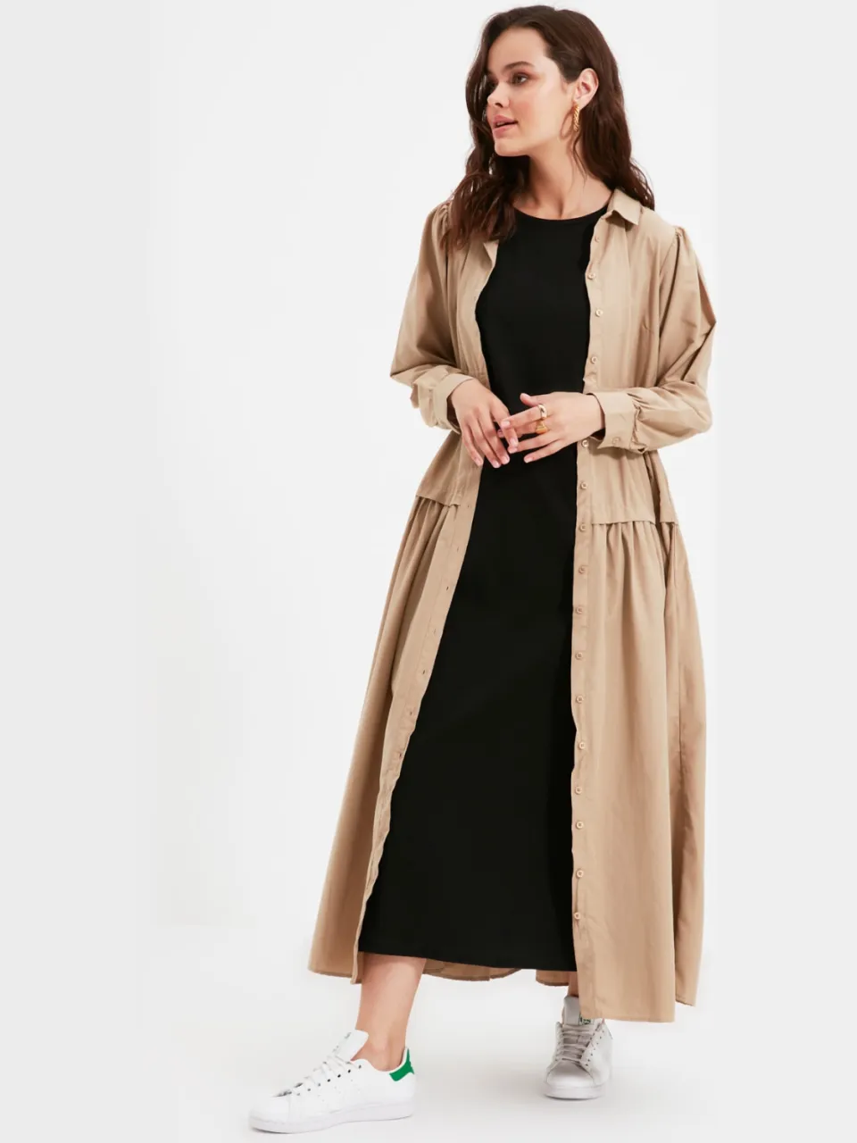 Trendyol Modest Dames Zwart Effen Maxi Mouwloos Casual Recht Modest Jurken, foto 2