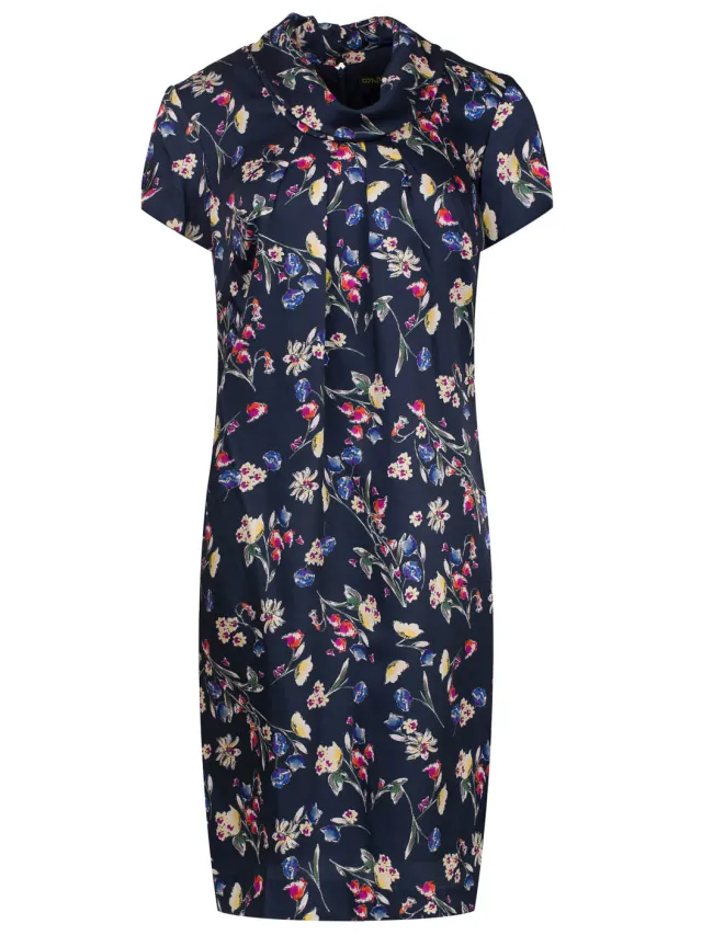 Conquista Korte mouwen jurk met bloemenprint in viscose Marineblauw