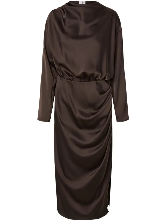 Yas maxi-jurk YASPELLA OPSTAANDE HALS Chocolate Brown1