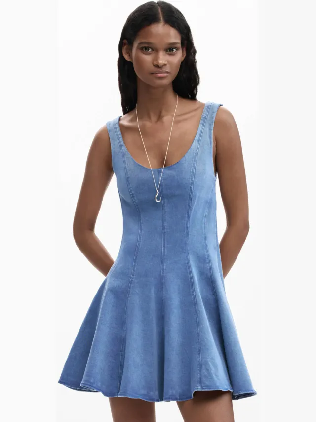 Desigual denim spijkerjurk mediumblauw Medium blue denim
