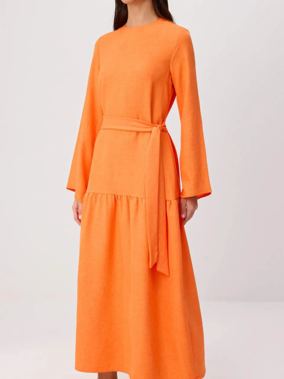 Trendyol Modest Dames Oranje Effen Maxi Lang Casual A-lijn Modest Jurken, foto 2