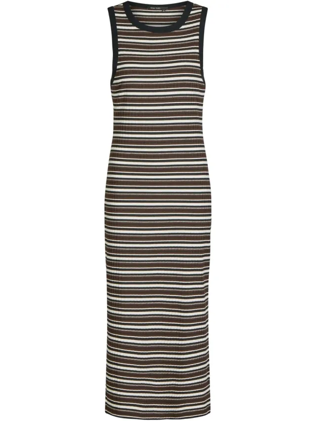 Marc Aurel • gestreepte midi jurk • Bruin