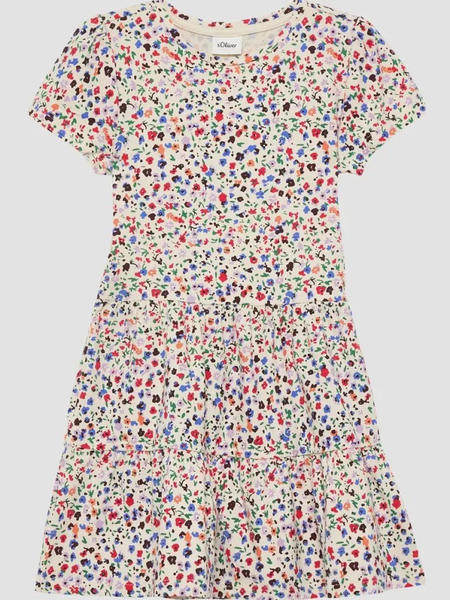 S.Oliver female - Gespreide jurk met all-over print crème
