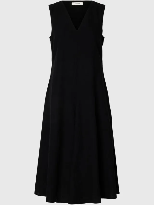 Selected maxi-jurk Linnenmix Black