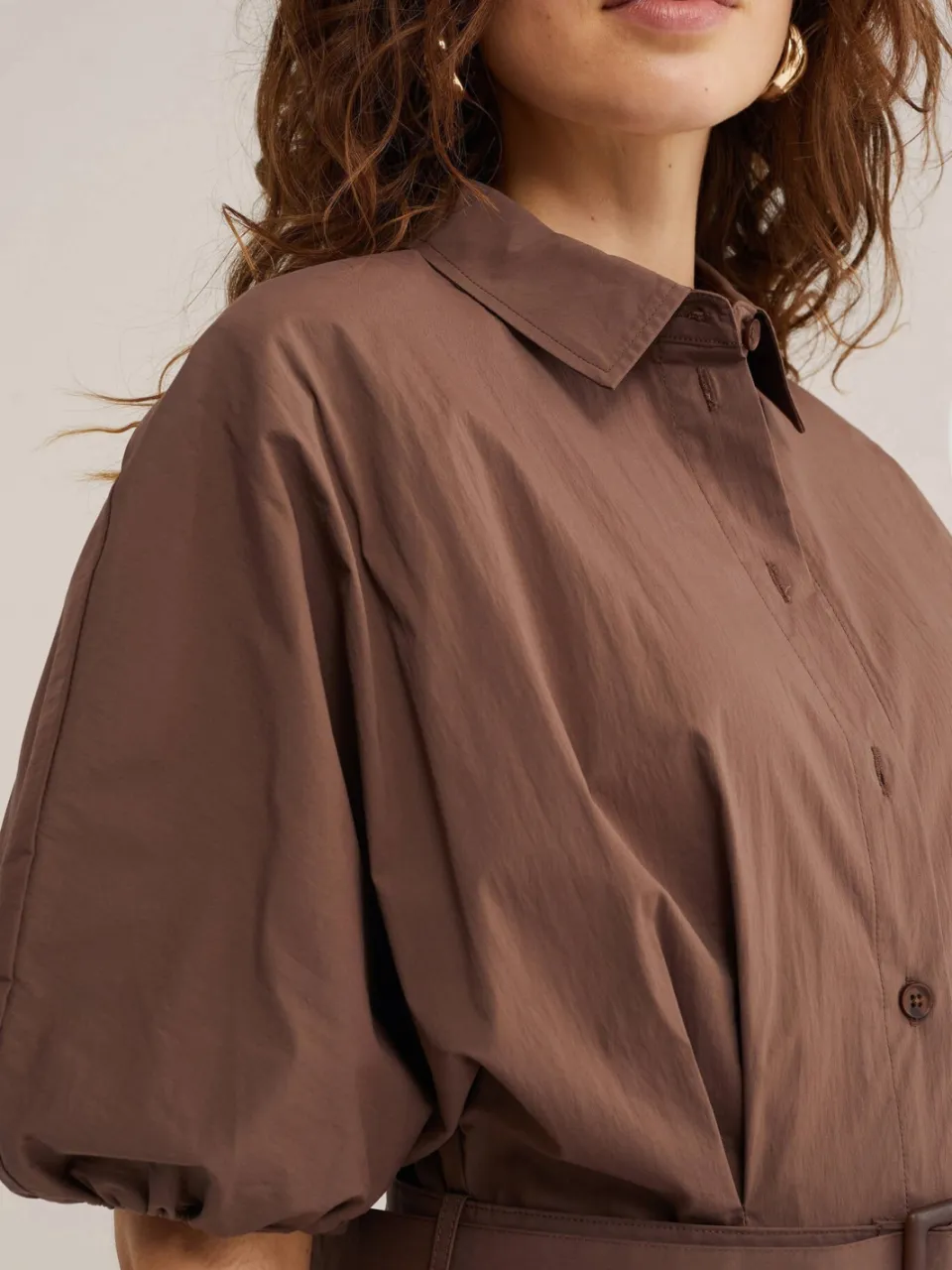 WE Fashion blousejurk met ceintuur - bruin, foto 4