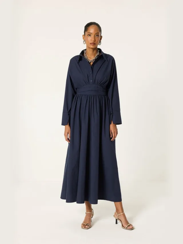 TOUCHÉ PRIVÉ Blousejurk met corset-taille - Marineblauw - Dames