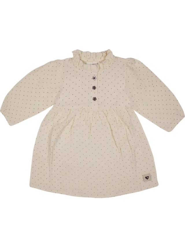 Frogs and Dogs Stippen jurk | Beige - Katoen
