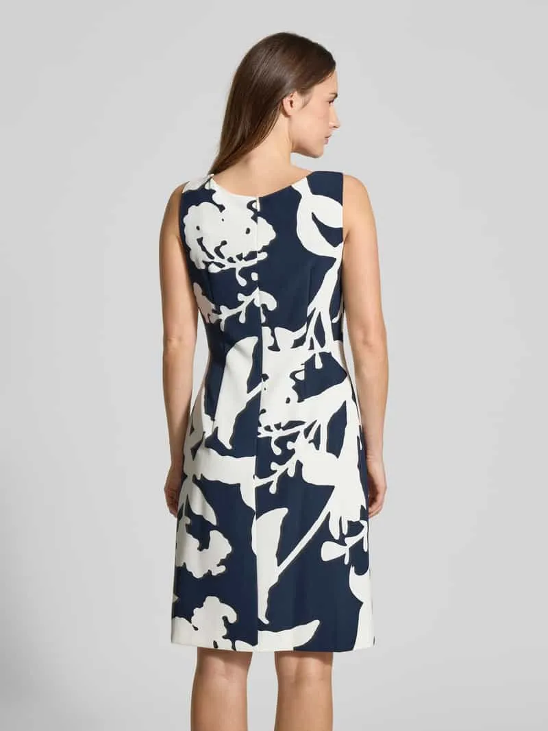 Vera Mont Knie-lange cocktailjurk in wikkellook donkerblauw, foto 3