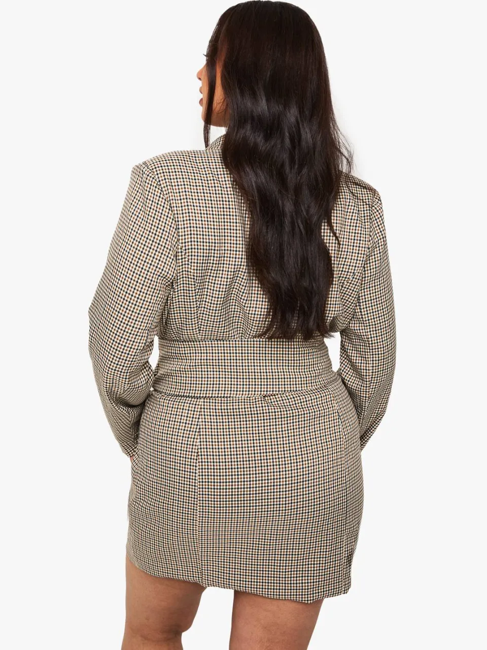 boohoo Dames Plus Obi Check Blazer Jurk steen, foto 2