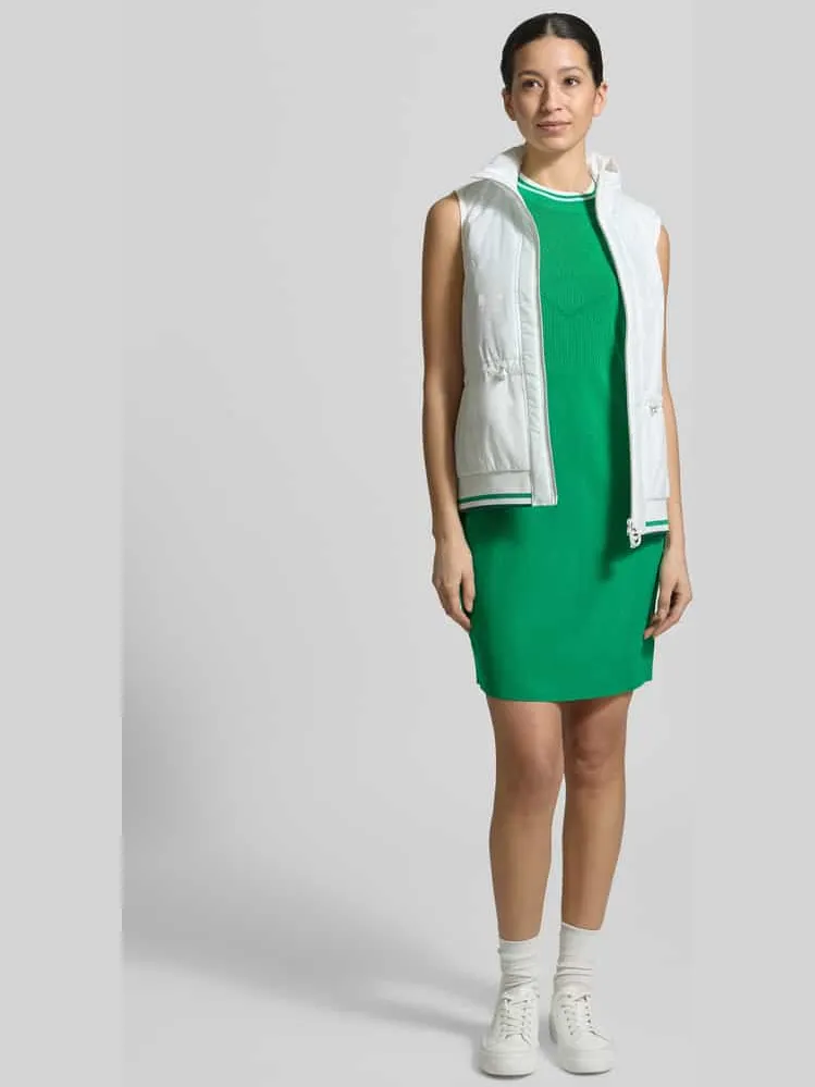 Marc Cain Knielange Tricotjurk van Viscosemix met Labeldetail Groen