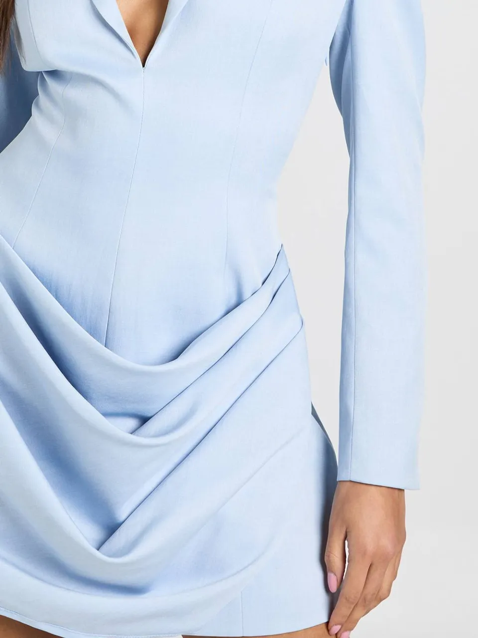 boohoo Dames Gedrapeerde Mini-jurk Met Getailleerde Snit pastelblauw, foto 4