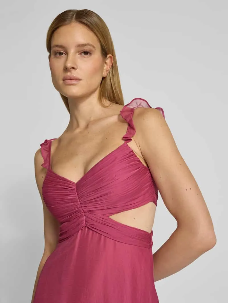 Jake*s Cocktail Avondjurk met cut-outs en ruches fuchsia, foto 4